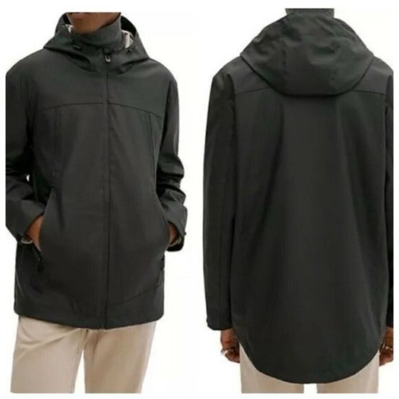 NEW Noize Men's L Theo Hooded Rain Jacket Raincoat Waterproof in Black $198